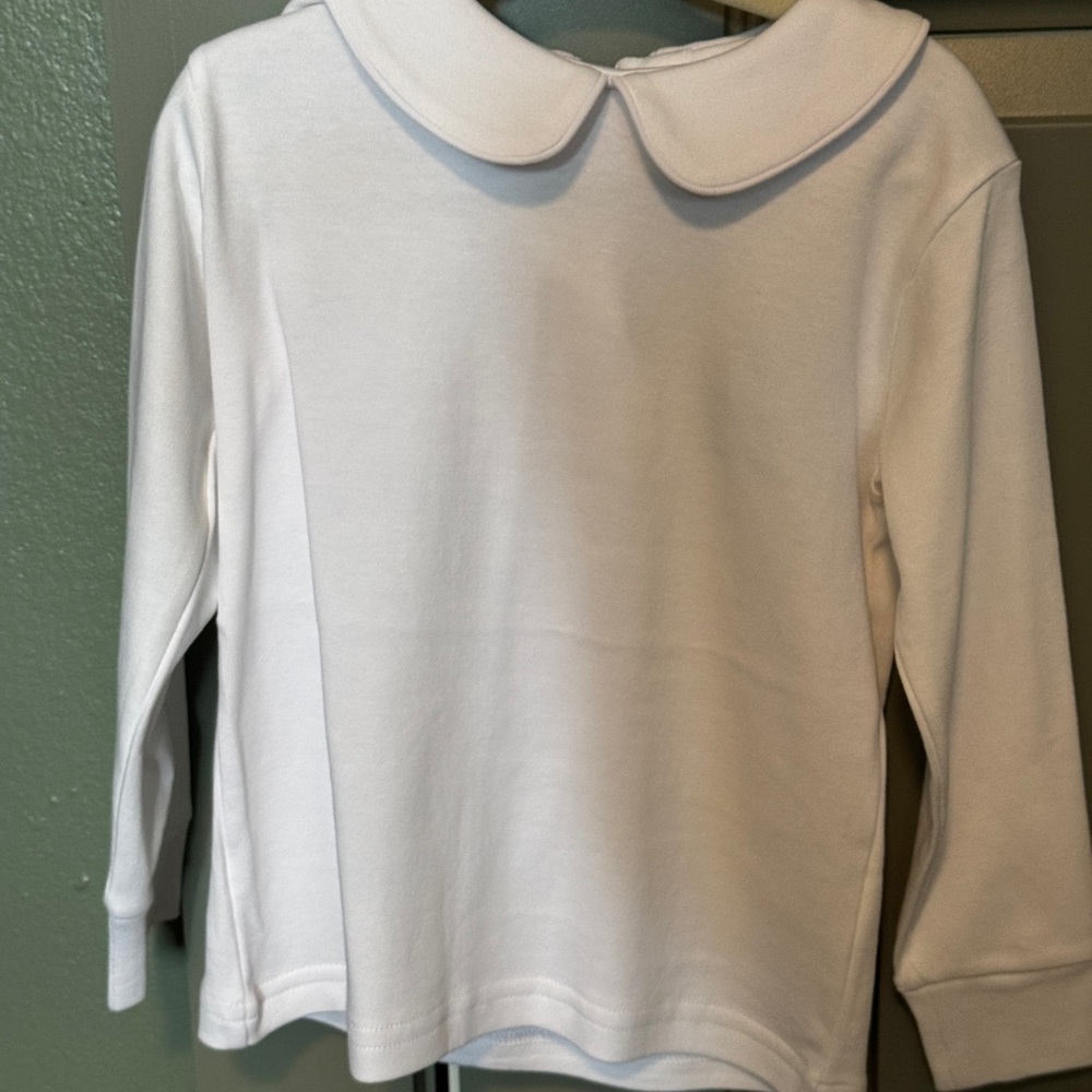 Little English White Long Sleeve  Peter Pan Collar shirt